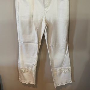 Lauren Conrad white crop lace accent jeans
